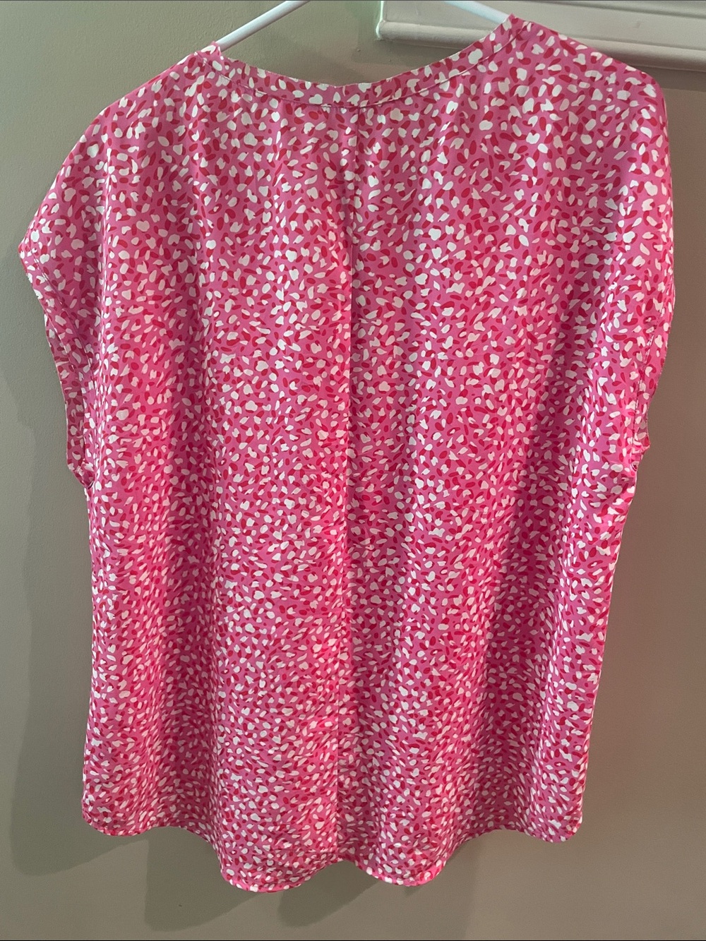 Pink Printed Cap Sleeve Blouse, Large - Picture 4 of 6